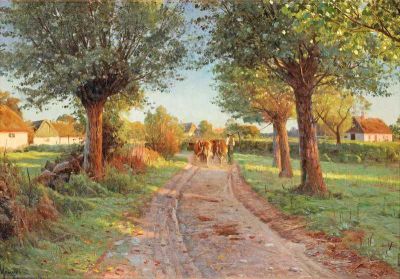 art oil painting reproduction of  Monsted Peder Summer Evening 1919 museum quality handmade