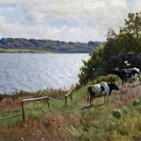 Monsted Peder Summer Landscape With Cows
