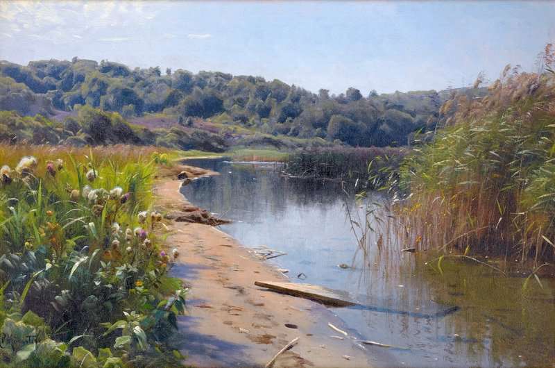 Monsted Peder Summer Reflections On A Lake Silkeborg museum quality