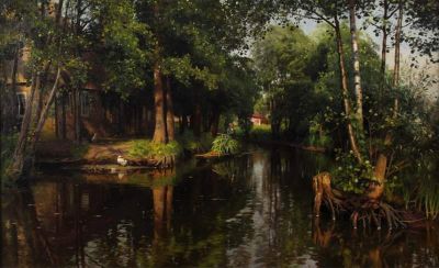 art oil painting reproduction of  Monsted Peder Summer S Day In The Spreewald Brandenburg Germany 1913 museum quality handmade