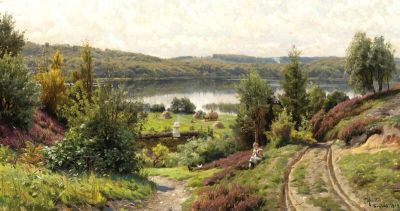 art oil painting reproduction of  Monsted Peder Summertime Sveijbaek 1912 museum quality handmade