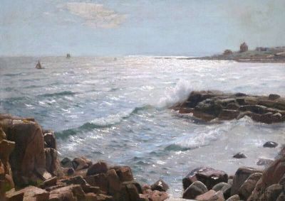 art oil painting reproduction of  Monsted Peder Sunlight On The Coast Sandvig 1918 museum quality handmade