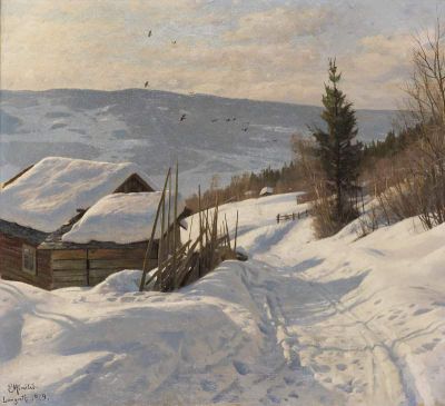 art oil painting reproduction of  Monsted Peder Sunny Day In Norway 1919 museum quality handmade
