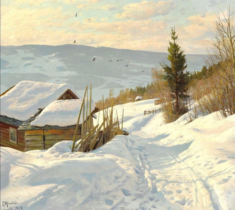Monsted Peder Sunny Winter Day In Norway 1919 museum quality