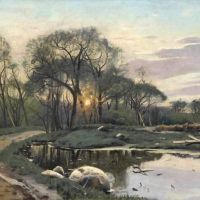 Monsted Peder Sunset At A Small Pond