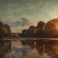 Monsted Peder Sunset Over A Lake 1897