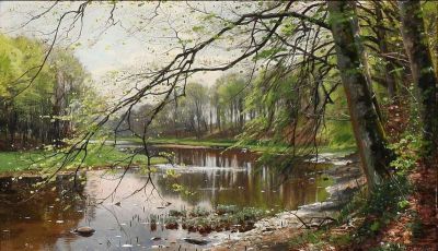 art oil painting reproduction of  Monsted Peder Susaaen N Sbyholm In Spring 1913 museum quality handmade