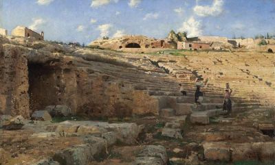 art oil painting reproduction of  Monsted Peder Syracuse Amphitheater 1885 museum quality handmade