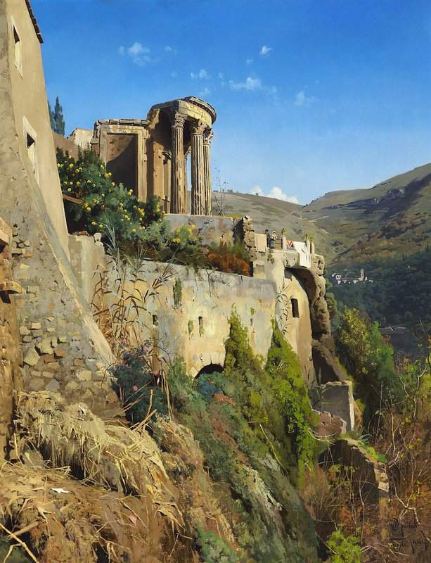 Monsted Peder Temple Of The Sibyl At Tivoli 1884 museum quality