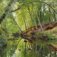 Monsted Peder The Beeches Are Reflected In A Stream In The Forest 1896