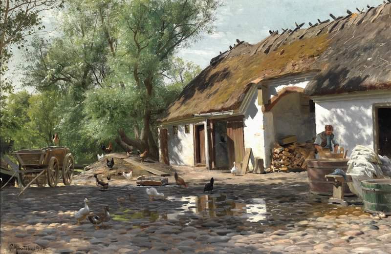 Monsted Peder The Laundry Is Being Washed A Summer Day Outside The Farmhouse 1904 museum quality