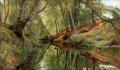 art oil painting reproduction of  Monsted Peder The River In Saeby Skov museum quality handmade