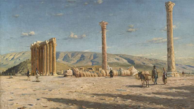 Monsted Peder The Temple Of Zeus In Athens 1894 museum quality