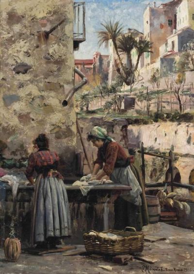 art oil painting reproduction of  Monsted Peder The Washerwomen 1906 museum quality handmade