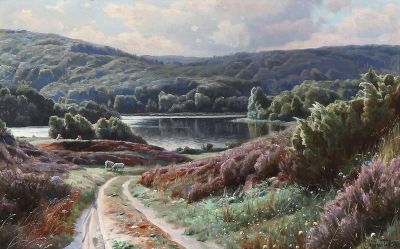 art oil painting reproduction of  Monsted Peder Thorso Near Virklund South Of Silkeborg Denmark museum quality handmade