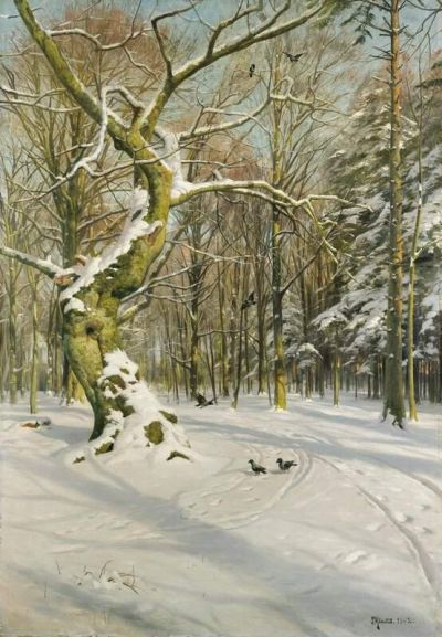 art oil painting reproduction of  Monsted Peder Tracks Through The Forest 1902 museum quality handmade
