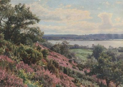 art oil painting reproduction of  Monsted Peder Udsigt Over Knudso Fra Torring Lyngbakker 1929 museum quality handmade