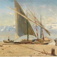 Monsted Peder Unloading Stone From A Barge At Ouchy Lac Leman 1887