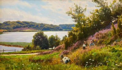 art oil painting reproduction of  Monsted Peder Utsigt Fra Sokilde Over Knudso museum quality handmade