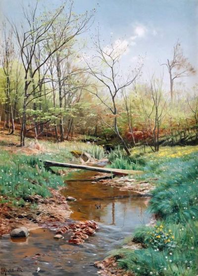 art oil painting reproduction of  Monsted Peder Varmotiv 1902 museum quality handmade
