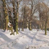 Monsted Peder Verschneiter Waldweg Bei Sonnenlicht 1908