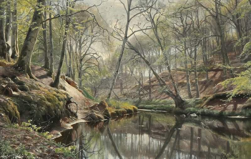 Monsted Peder View From A Forest With A Stream Spring museum quality