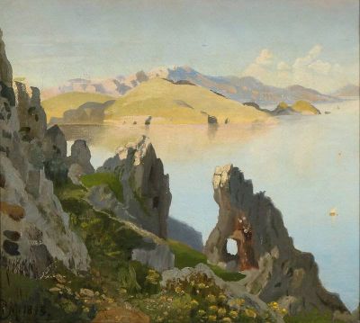 art oil painting reproduction of  Monsted Peder View From Naples Italy museum quality handmade
