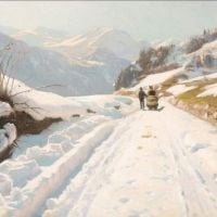 Monsted Peder View From Scuol In Switzerland With The Road Between Ardez And Schuls On A Clear Winter S Day