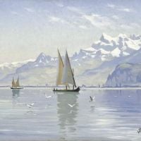 Monsted Peder View Of Lake Vevey 1890