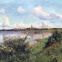 Monsted Peder View Of The Town Of Nysted And Alholm Castle. In The Foreground Rosebushes 1905