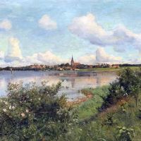 Monsted Peder View Of The Town Of Nysted And Alholm Castle. In The Foreground Rosebushes 1905 1