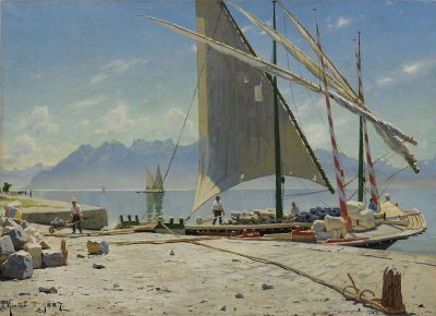 art oil painting reproduction of  Monsted Peder View Of Vevey 1887 museum quality handmade
