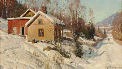art oil painting reproduction of  Monsted Peder Vingnaes At Lillehammer 1918 museum quality handmade