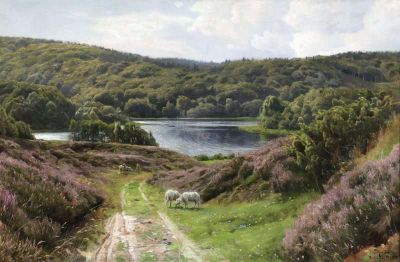art oil painting reproduction of  Monsted Peder Virklund East Jutland 1923 museum quality handmade