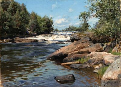 art oil painting reproduction of  Monsted Peder Waterfalls Ryde 1893 museum quality handmade