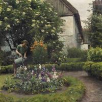 Monsted Peder Watering The Garden 1925