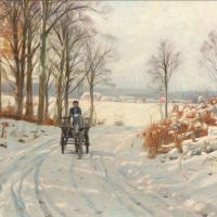 Monsted Peder Winter Forest With Horse Carriage 1932