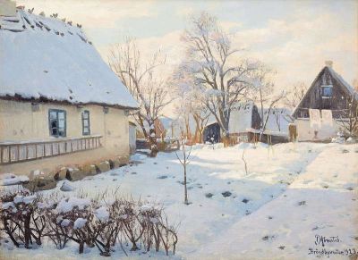 art oil painting reproduction of  Monsted Peder Winter In Brondbyvester In Denmark 1923 museum quality handmade