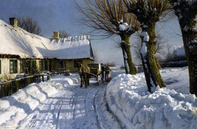 art oil painting reproduction of  Monsted Peder Winter In Herstedvester museum quality handmade