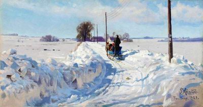 art oil painting reproduction of  Monsted Peder Winter In Taastrup museum quality handmade