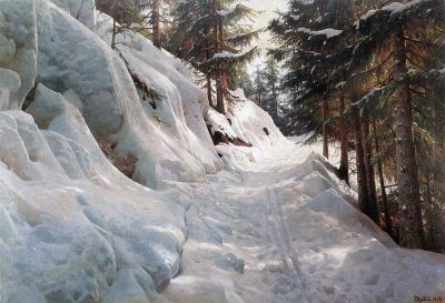 art oil painting reproduction of  Monsted Peder Winter Landscape 1917 museum quality handmade