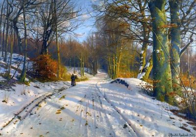 art oil painting reproduction of  Monsted Peder Winter Landscape 1917 1 museum quality handmade