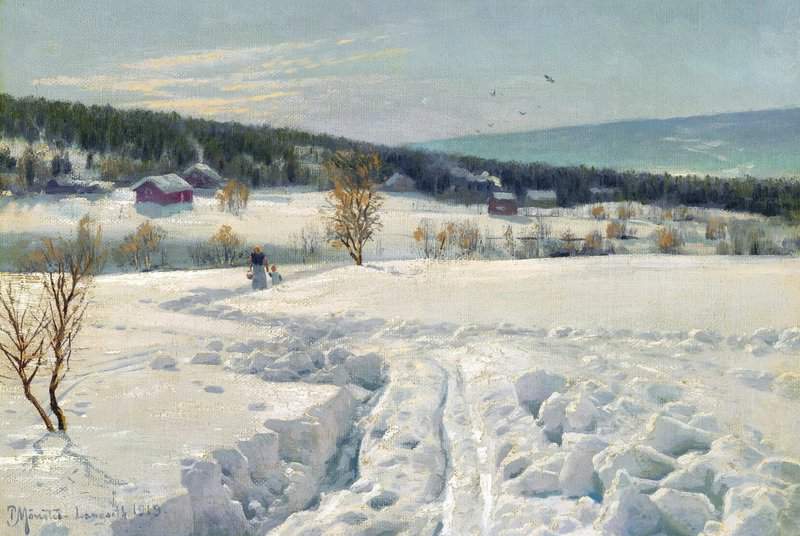 Monsted Peder Winter Landscape At Langseth Near Lillehammer In Norway 1919 museum quality
