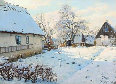 art oil painting reproduction of  Monsted Peder Winter Landscape From Brondbyvester Denmark museum quality handmade