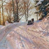 Monsted Peder Winter Landscape With Sleigh 1918
