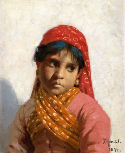 art oil painting reproduction of  Monsted Peder Young Girl 1894 museum quality handmade