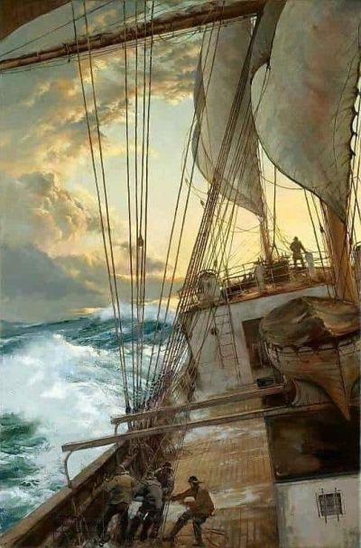 art oil painting reproduction of  Montague Dawson Rising Wind 1969 museum quality handmade