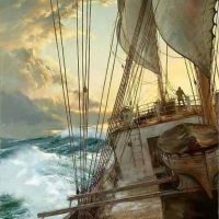 Montague Dawson Rising Wind 1969 Hand Painted Reproduction