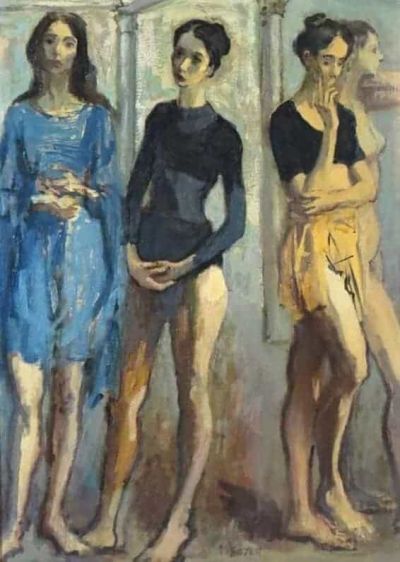 art oil painting reproduction of  Moses Soyer Four Dancers 1958 museum quality handmade