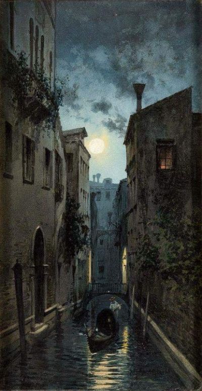 art oil painting reproduction of  Natale Gavagnin Nocturne Venice museum quality handmade
